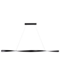Beliani Pendant Lamp Black Metal With Integrated Led, Twisted Wave Modern Hanging Light For Dining Room - thumbnail 2
