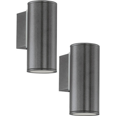 2 Pack Ip44 Outdoor Wall Light - Modern Anthracite Zinc Plated Steel Gu10 - image 1