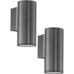 2 Pack Ip44 Outdoor Wall Light - Modern Anthracite Zinc Plated Steel Gu10