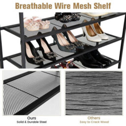 5 Tier Industrial Freestand Shoe Organizer Shoe Rack Flat Mesh Shelves Storage - thumbnail 6