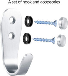 6 Pack 3mm Screw, In Hooks, Wall-Mounted Coat Rack, Stainless Steel Coat Hooks, Hanger Hooks - thumbnail 2