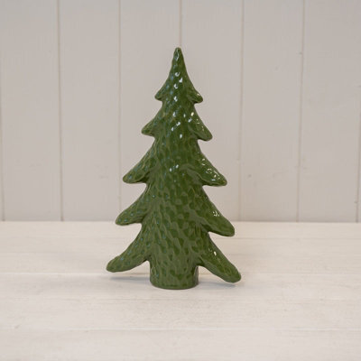 Four Candle Satchville Dimpled Green Ceramic Christmas Tree Ornament - image 1