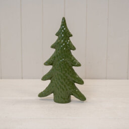 Four Candle Satchville Dimpled Green Ceramic Christmas Tree Ornament