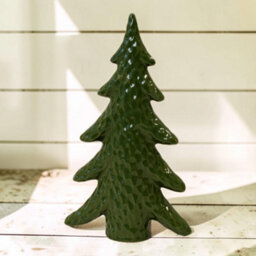 Four Candle Satchville Dimpled Green Ceramic Christmas Tree Ornament - thumbnail 2