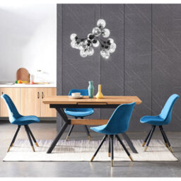 Life Interiors Single Blue Sofia Ergonomic Modern Dining Chair Upholstered In Velvet, Metal Legs With Gold End Tips - thumbnail 8