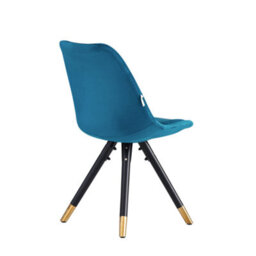 Life Interiors Single Blue Sofia Ergonomic Modern Dining Chair Upholstered In Velvet, Metal Legs With Gold End Tips - thumbnail 4