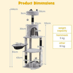 Tall Cat Tree For Indoor Cats Multi Level Large Cat Tower W/condo - thumbnail 2