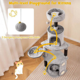 Tall Cat Tree For Indoor Cats Multi Level Large Cat Tower W/condo - thumbnail 5
