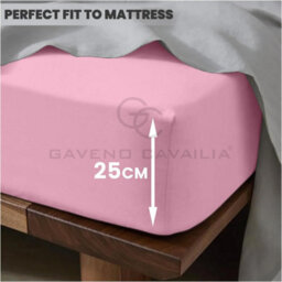 Gc Gaveno Cavailia Plain Dyed Fitted Bedsheet Double Pink Super Soft & Comfy Non Iron Fitted Sheet - thumbnail 2