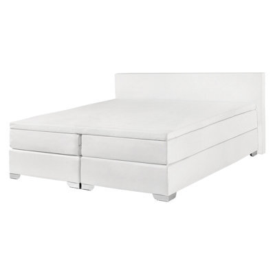 Beliani Divan Bed Faux Leather President 140 X 200 Cm (Eu Double) White - image 1