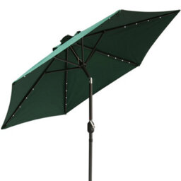 Rinse Bathrooms Green Garden Parasol With Solar Powered Lights With Tilt And Crank Handle Outdoor Patio Umbrella Mechanism 2.5M - thumbnail 2