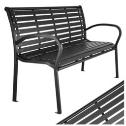 Tectake Garden Bench Pino - 3-Seater, Steel Frame, Weatherproof, 126 X 62 X 81.5 Cm - Black