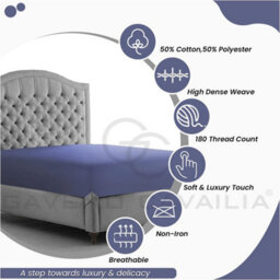 Gc Gaveno Cavailia Percale Deep Fitted Sheet King Navy Extra Deep Pocket 16 Inch (40 Cm) - thumbnail 2