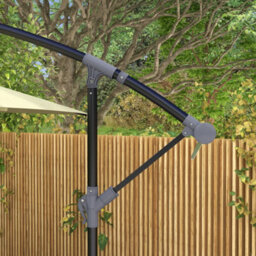 Outsunny 3 M Cantilever Parasol With Cross Base, Crank Handle, 6 Ribs, Beige - thumbnail 8