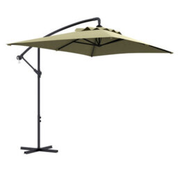 Outsunny 3 M Cantilever Parasol With Cross Base, Crank Handle, 6 Ribs, Beige - thumbnail 2