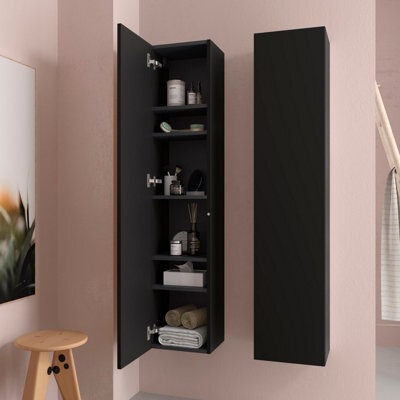 Cygnus bath Bequia Tall Bathroom Cabinet 30Cm Matt Black - image 1