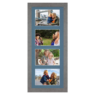 AK Frames 50X20Cm Marble Grey Modern Multi Photo Frame With Pompadour Mount - Holds 4 Apertures (4X) 6X4 Photos - image 1