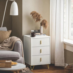 3Drawers Cabinet Bedroom Furniture Storage Nightstand Shelf Bedside Table - thumbnail 5