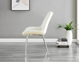 Furniturebox Uk Pivero 4 White Dining Table And 4 Cream Pesaro Silver Leg Chairs - thumbnail 9