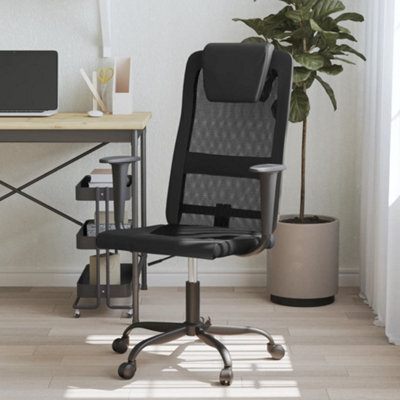 Berkfield Office Chair Black Mesh Fabric And Faux Leather - image 1