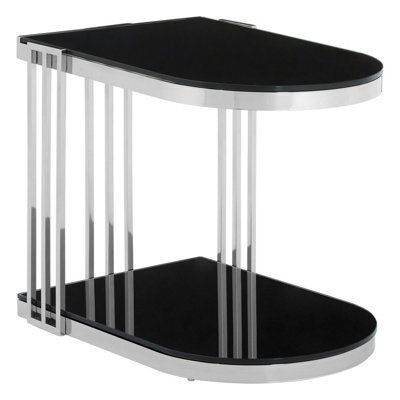 Orsina Durable Silver U Shaped Side Table, Luxurious Finish Side Table By Couch, Modern Design Lounge Table - image 1