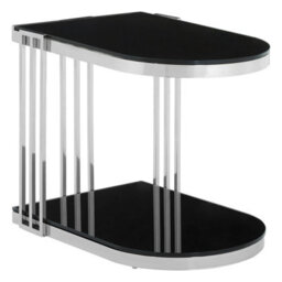 Orsina Durable Silver U Shaped Side Table, Luxurious Finish Side Table By Couch, Modern Design Lounge Table - thumbnail 1