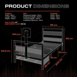 X Rocker Basecamp Single Gaming Tv Bed With Mattress - Black - thumbnail 7
