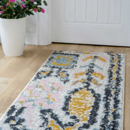 Loomed Pastel Multicolour Distressed Tribal Living Area Runner Rug 60X240Cm - thumbnail 2