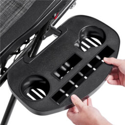 Yaheetech Grey 2Pcs Oversized Zero Gravity Chair With Cupholder/pillow - thumbnail 4