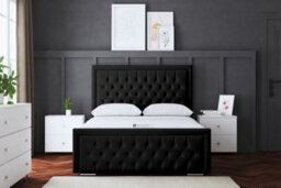 DS Living Allegra Upholstered Black Panel Bed With Headboard And Ottoman Base Storage Single - thumbnail 3