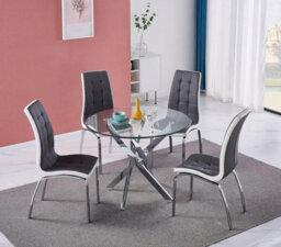 Furnizone UK Rolex 4-Seater 100Cm Round Clear Glass And Chrome Metal Legs Dining Table - thumbnail 7