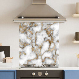 Choose Your Print Premium 59.5 X 74.5Cm White Gold Marble 6mm Glass Toughened Kitchen Splashback - thumbnail 1