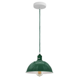 Ledsone Vintage Industrial Green Pendant Light Lamp Adjustable Fabric 3 Core Cable E27 Hanging Ceiling Light - thumbnail 1