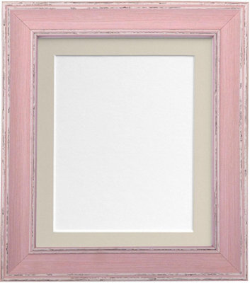 Frames By Post Scandi Distressed Pink Frame With Light Grey Mount For Image Size 8 X 6 Inch - image 1