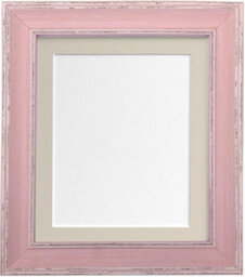Frames By Post Scandi Distressed Pink Frame With Light Grey Mount For Image Size 8 X 6 Inch