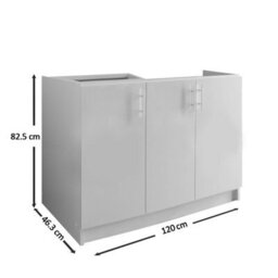 Jd Greta Kitchen Base Sink Unit 1200mm Cabinet With Doors 120Cm - Cashmere Matt - thumbnail 4
