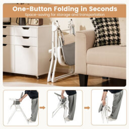 Costway Foldable High Chair Easy Clean Compact Highchair With Tray-Gray - thumbnail 3