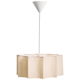 Wyld And Coco Lumina Pendant Lamp - White Beige Geometric Fabric Shade, Iron Base, Adjustable Height - thumbnail 1