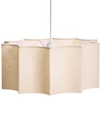 Wyld And Coco Lumina Pendant Lamp - White Beige Geometric Fabric Shade, Iron Base, Adjustable Height - thumbnail 3
