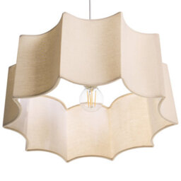 Wyld And Coco Lumina Pendant Lamp - White Beige Geometric Fabric Shade, Iron Base, Adjustable Height - thumbnail 6