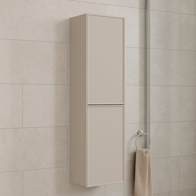 Plum&clay Jenner Light Pink Wall Mounted Bathroom Tall Storage Cabinet (H)1500mm (W)400mm - image 1