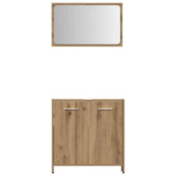 Berkfield Durable 3 Piece Bathroom Furniture Set Artisan Oak Engineered Wood - thumbnail 7