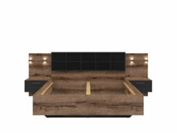Impact Furniture King Size Bed Luxury Euro Frame With Bedsides Cabinet Led Lights & Sideboard Oak Black Bedroom Furniture Kassel - thumbnail 5