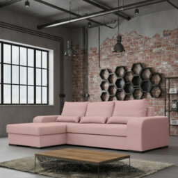 Virago Corner Sofa Bed For Living Room Foam Seat Wavy Springs Wood Legs With Storage Cushions 285X165X90 Pink Left - thumbnail 1