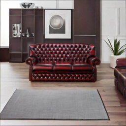 Chesterfield 3 Seater Antique Oxblood Red Leather Sofa Bespoke In Monks Style - thumbnail 3