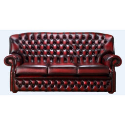 Chesterfield 3 Seater Antique Oxblood Red Leather Sofa Bespoke In Monks Style - thumbnail 1