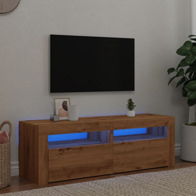 Berkfield Tv Cabinet With Led Lights Artisan Oak 120X35X40 Cm Engineered Wood - image 1