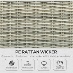 Outsunny Recliner Rattan Garden Furniture W/ Two-Tier Table, Grey - thumbnail 4