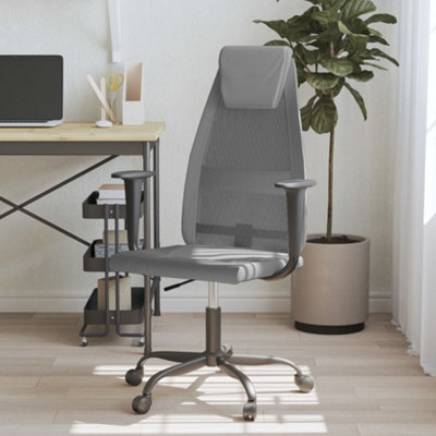 Berkfield Office Chair Grey Mesh Fabric And Faux Leather - image 1