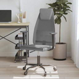 Berkfield Office Chair Grey Mesh Fabric And Faux Leather